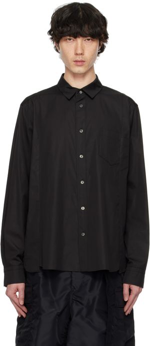 sacai Black Cotton Poplin Shirt