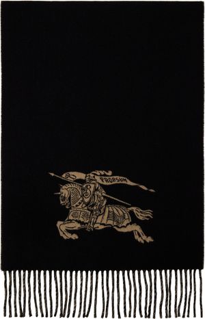 Burberry Tan & Black Reversible EKD Cashmere Scarf