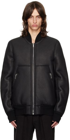 Rick Owens Black Porterville Classic Flight Reversible Leather Jacket