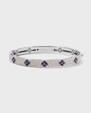 18K White Gold Diamond and Blue Sapphire Bangle