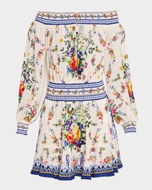 Tiles Darls Off-Shoulder Mini Dress