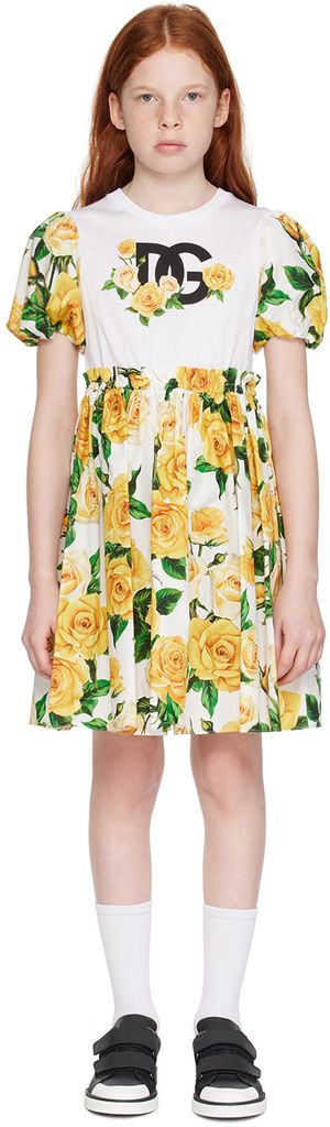 Dolce&Gabbana Enfant | Robe jaune à manches bouffantes
