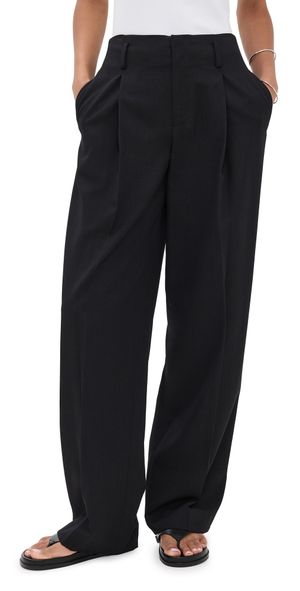 Vince High Waist Pleated Trousers Black 10
