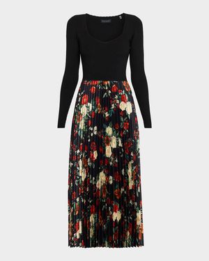 The Mave Mixed Media Midi Dress