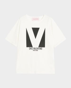 V-Logo Print Cotton Jersey T-Shirt
