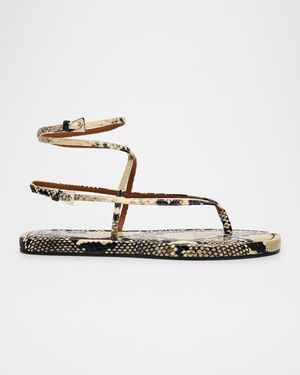 Hydra Snake-Embossed Strappy Sandals