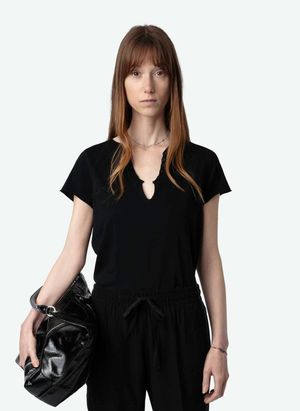 Zadig&voltaire - Tee-shirt tunisien en coton bio - Taille L - Noir