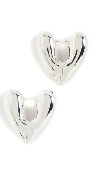 Annika Inez Large Heart Hoops Silver One Size