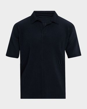 Men's Pleated Johnny Collar Polo Shirt