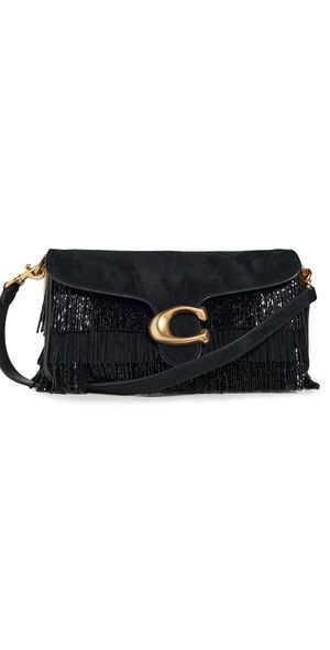 Coach Crystal Beaded Fringe Tabby Shoulder Bag B4/BLACK One Size