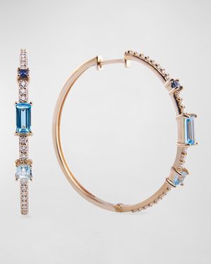 14k Multi-Stone Hoop Earrings