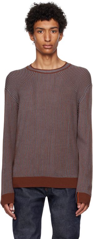 Paul Smith Pull bleu et brun à col ras du cou