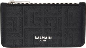 Balmain Porte-carte noir en cuir