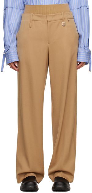 WOOYOUNGMI Pantalon beige à panneaux
