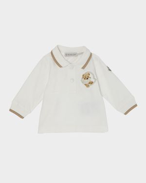 Boy's Embroidered Logo Long-Sleeve Polo Shirt, Size 9M-3