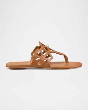 Jasmine Leather Cutout Thong Sandals
