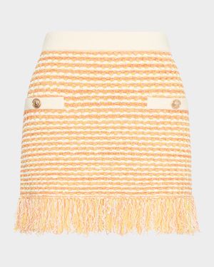 Kali Fringed Tweed Knit Mini Skirt