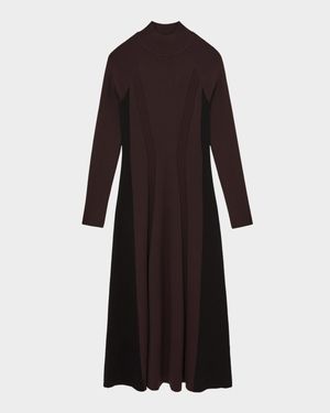 Zaya Contrast-Panel Knit Midi Dress