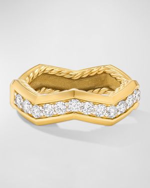 Zig Zag Stax Ring with Diamonds in 18K Gold, 5mm
