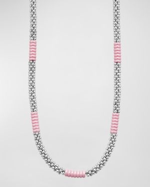 Sterling Silver Pink Caviar 5mm Rope Necklace