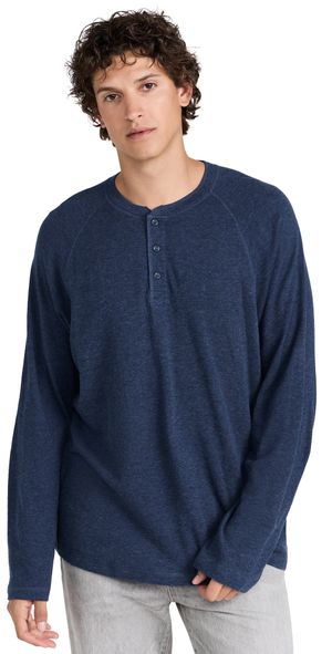 Faherty Cloud Long Sleeve Henley Navy Heather XL