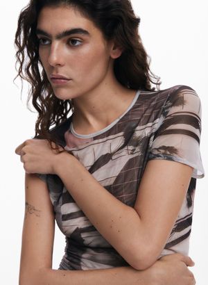 Desigual - Tee-shirt manches courtes imprimé - Taille XL - Noir