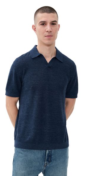 Theory Brenan Polo in Pacific Linen Baltic S