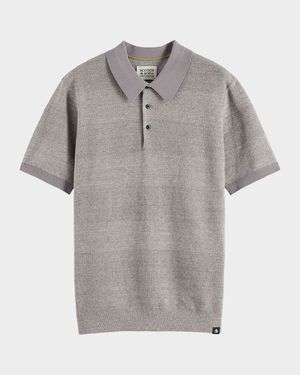 Men's Cotton Knit Tonal Stripe Classic-Fit Polo Shirt