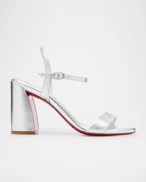85mm Miss Jane Metallic Ankle-Strap Sandals