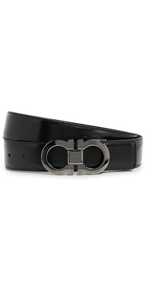 FERRAGAMO Gancini Buckle Reversible Belt Nero/Auburn 80