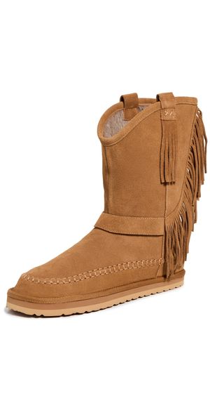 Free People Faye Fringe Pull On Slipper Boots Honey 8.5