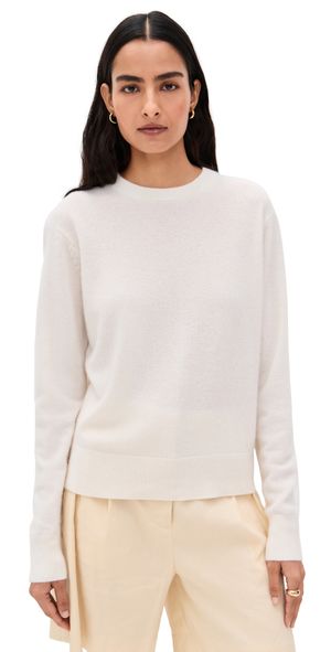 White & Warren Cashmere Crew Pullover Soft White L