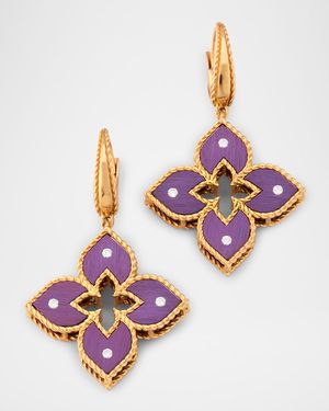 18K Rose Gold Medium Diamond and Purple Titanium Venetian Princess Earrings