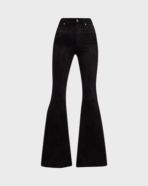 Super High-Rise Bell Flared Suede Pants