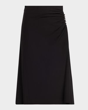 Hevira Ruched A-Line Midi Skirt