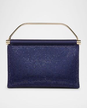 Avenue Rhinestone Satin Top-Handle Bag
