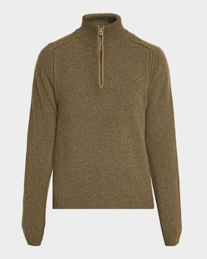 Men's Cashmere Mouline Half-Zip Sweater