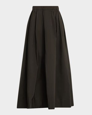 A-Line Pleated Long Skirt