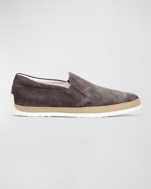 Suede Espadrille Slip-On Sneaker, Gray