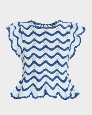 Coen Crochet Flutter-Sleeve Top