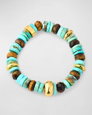 Turquoise and Tiger's Eye Mixed Stretch Bracelet