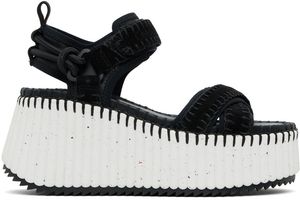 Chloé Black & White Nama Platform Sandals