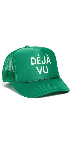 Clare V. Trucker Hat Green w/Cream Déjà Vu One Size
