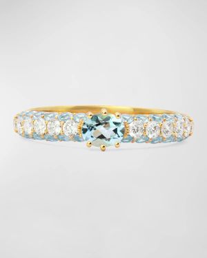 18K Yellow Gold Cirq Ring with Round and Oval Stones