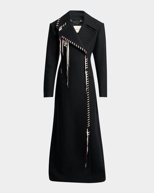 Embellished Floor-Length Wool Coat
