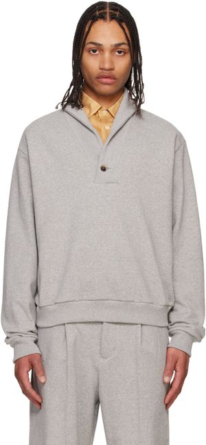 SOSHIOTSUKI Pull molletonné gris à col châle