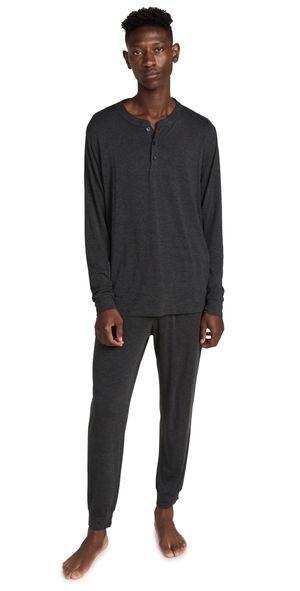 Eberjey Henry Modal Long PJ Set Charcoal Heather L