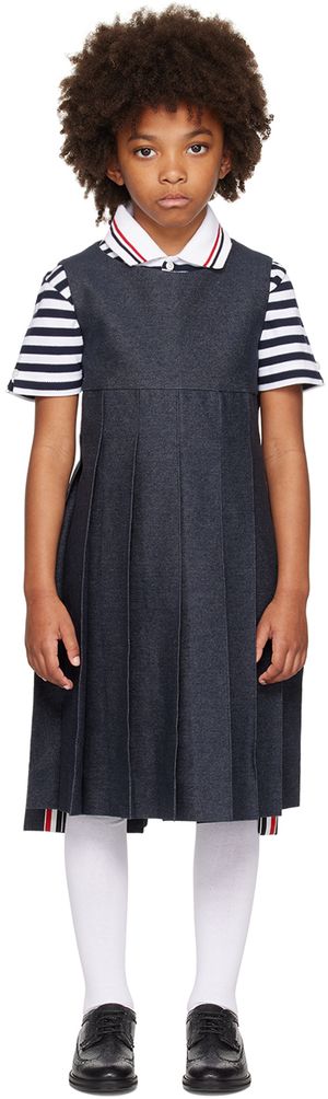 Thom Browne Enfant | Robe bleu marine en denim à plis