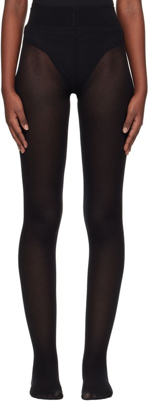 Wolford Black Cotton Net Tights