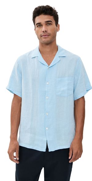 Portuguese Flannel Linen Camp Collar Shirt Sky S